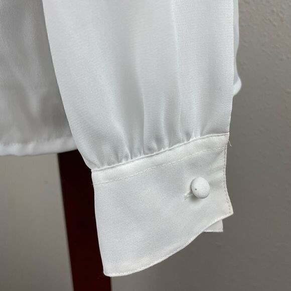 Vintage Laura & Jayme Collection White Button Down Ascot Shirt Size 12 EUC - Picture 6 of 8